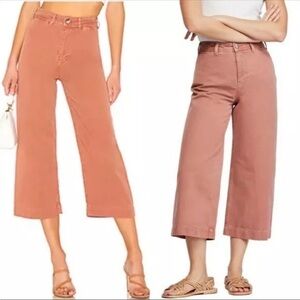 Free People We The Free Wide Leg Cropped Pants-Size 29-Pink/Orange Color
